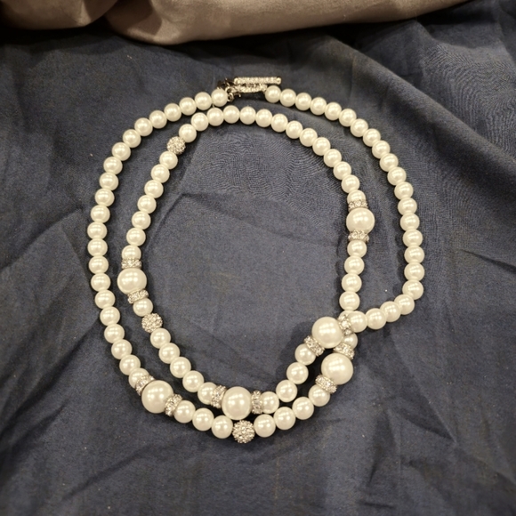 Beautiful pearl and cz necklace - Picture 4 of 4